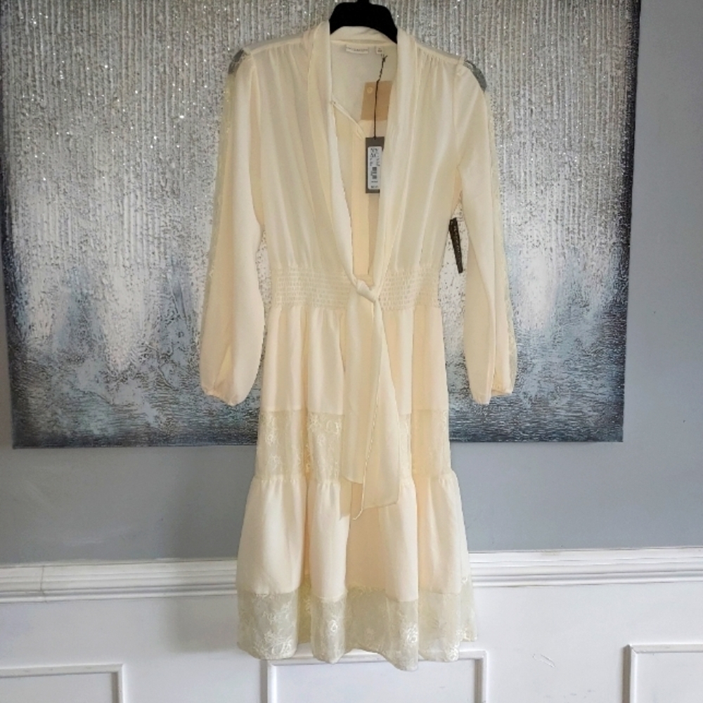 EVA Mendes NY&CO laced neck tie dress